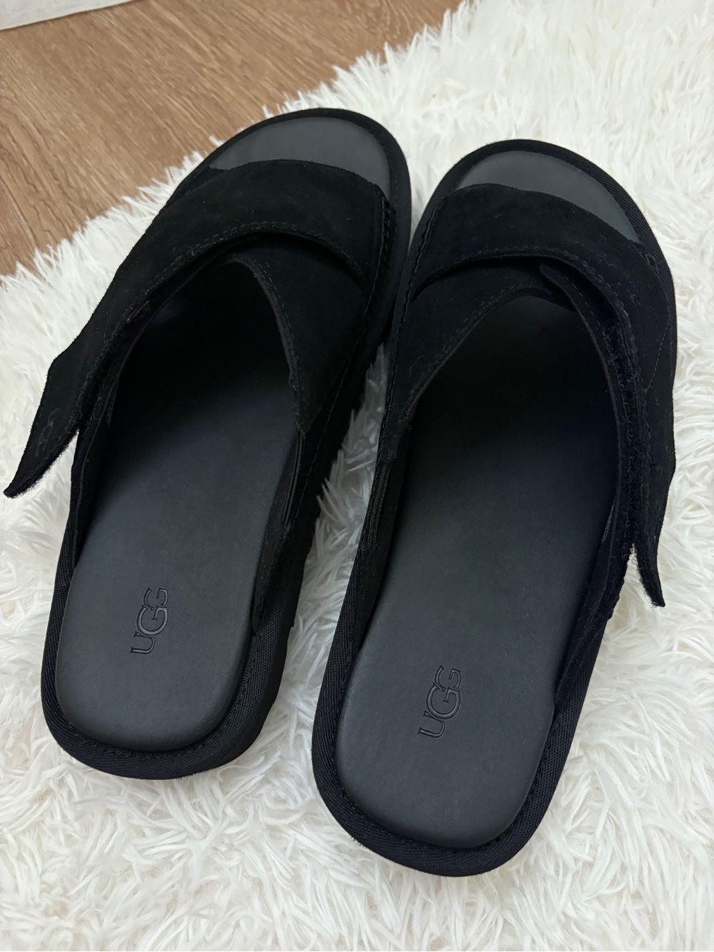 UGG Black Crisscross Suede Slide Sandals- US 9 - Picture 2 of 6